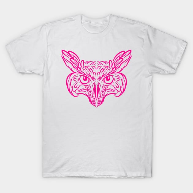 Pink owl T-Shirt by Luckyart11